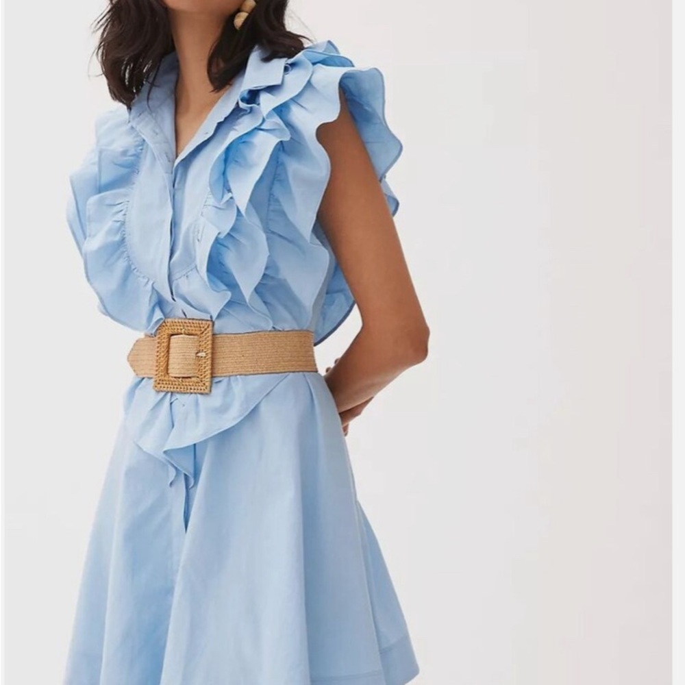 New Anthropologie Maeve Ruffled Button-Front Mini Dress Size 0P